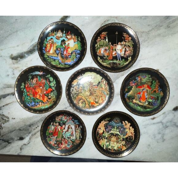 Seven Vintage Russian Legends Series 1980s Collector Plate Plates by Tianex - Picture 1 of 16
